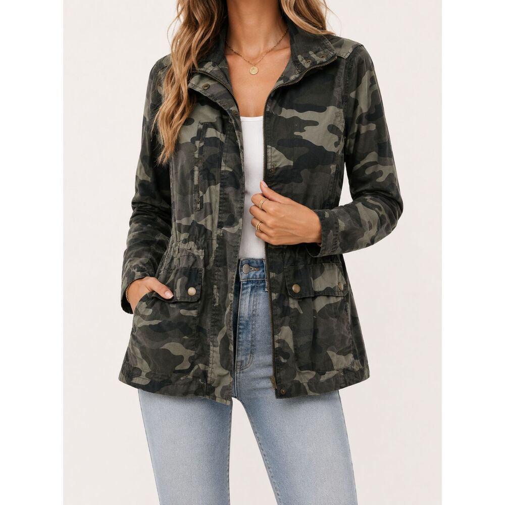 Love Tree 100% Cotton Camo Utility Jacket Women's Medium Military Cargo Anorak